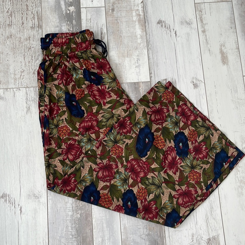 Zara Trafaluc Collection Wide Leg Palazzo Pants Multicolor Floral Size S